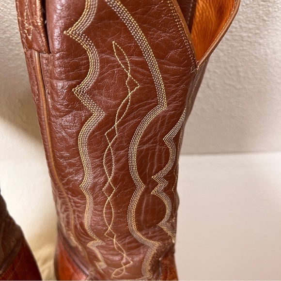 J CHISHOLM All Leather Western Cowboy Boots. Google lens identified as armadillo - Picture 8 of 10